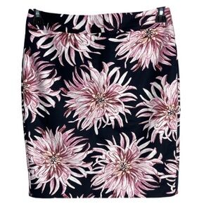 Ann Taylor Black and Pink Floral Pencil Skirt
